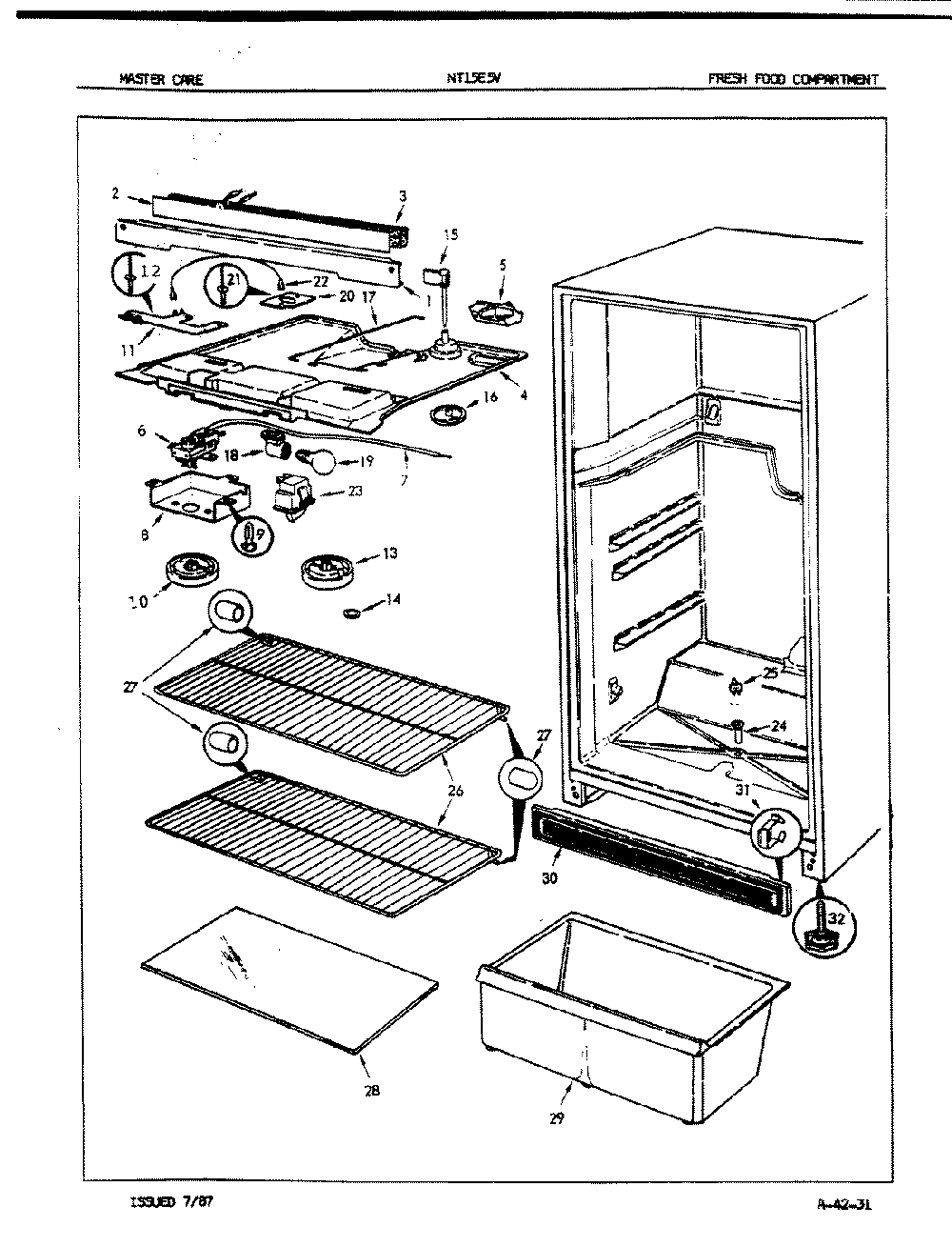 03 - Fresh Food Compartment Diagram and Parts List for NT15E5V  Whirlpool Refrigerator
