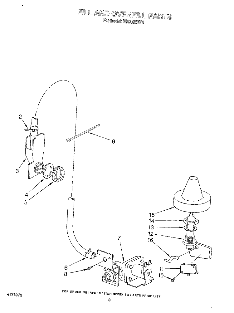 FILL AND OVERFILL Diagram and Parts List for KUDJ23HY2  KitchenAid Dishwasher