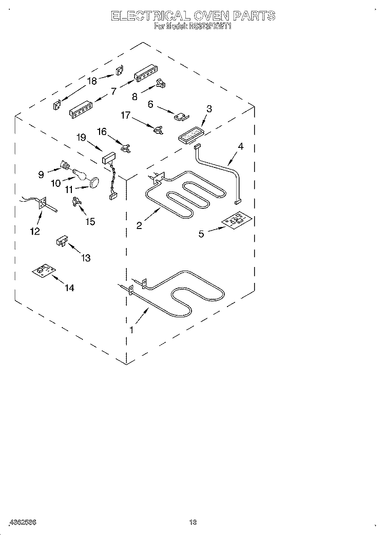 ELECTRICAL OVEN Diagram and Parts List for RS373PXWT1  Whirlpool Range