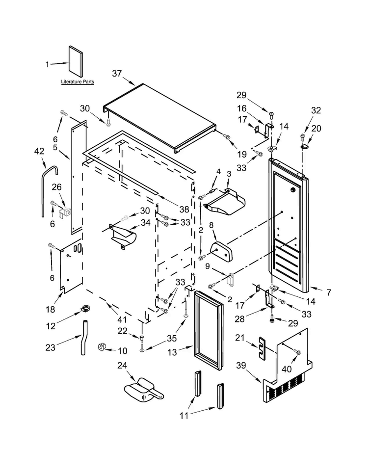 Cabinet, Door And Liner Parts Diagram and Parts List for KUIC15POZP0  KitchenAid Ice Maker