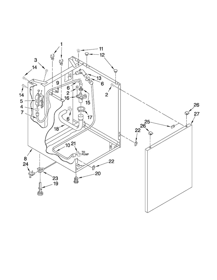 Washer Cabinet Parts Diagram and Parts List for 11088732799  Kenmore Washer Dryer Combo