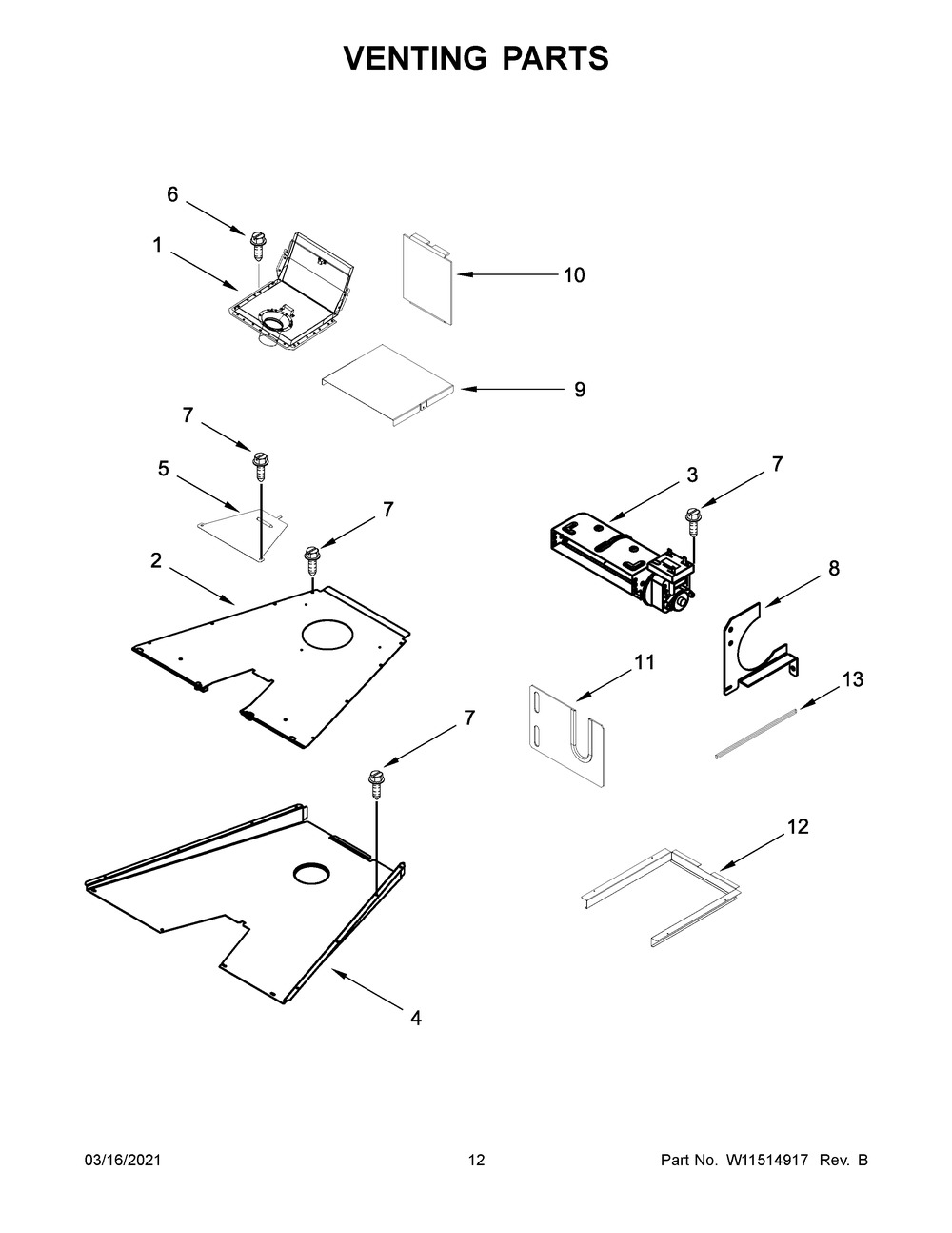 Venting Parts Diagram and Parts List for JGRP548HL01  Whirlpool Range