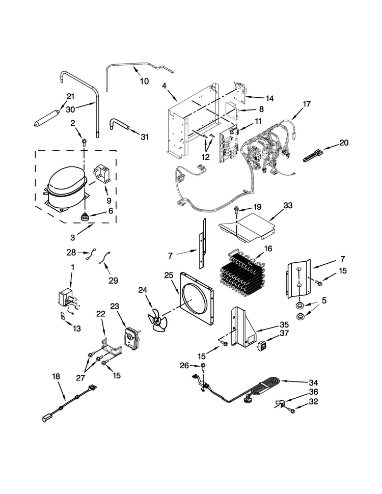 Upper Unit Parts Diagram and Parts List for KSSO42FTX18  KitchenAid Refrigerator