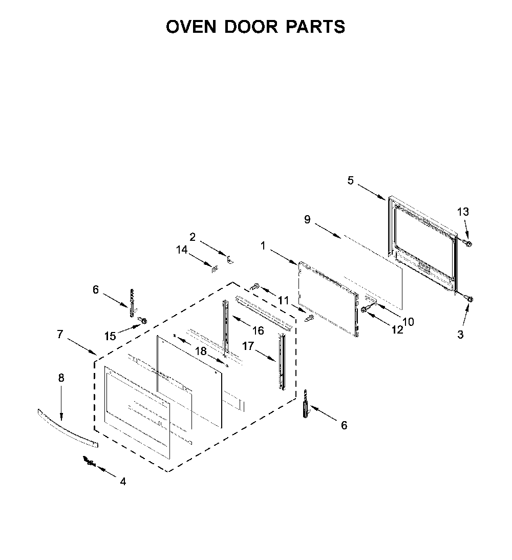 Oven door parts Diagram and Parts List for WOS51EC0HW02  Whirlpool Wall Oven