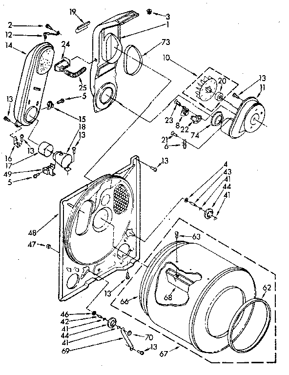 Bulkhead Diagram and Parts List for LG5801XSN2  Whirlpool Dryer