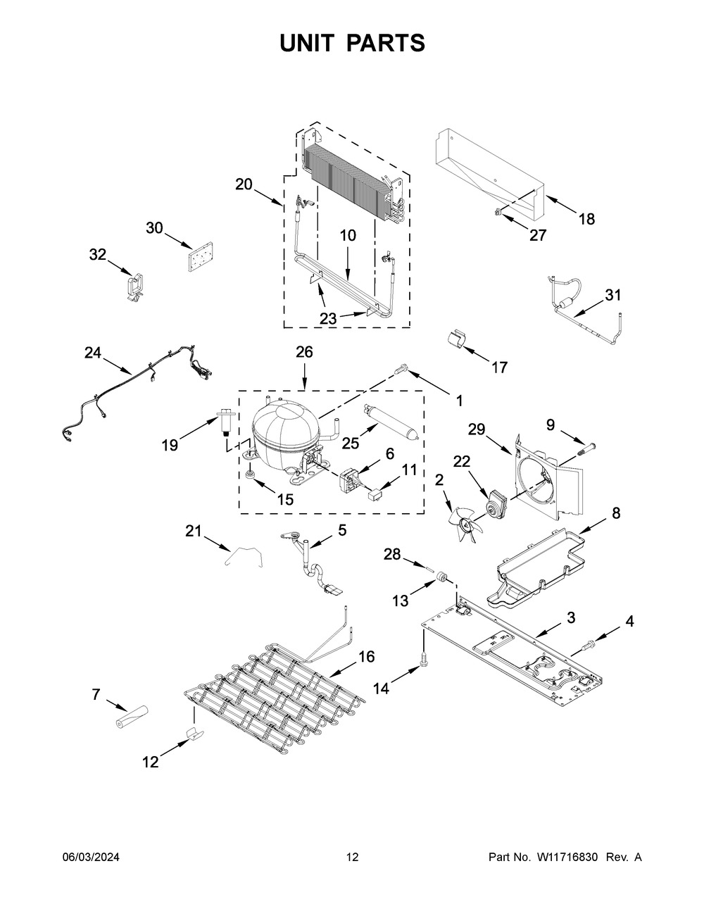 Unit Parts Diagram and Parts List for WRF757SDHZ05  Whirlpool Refrigerator