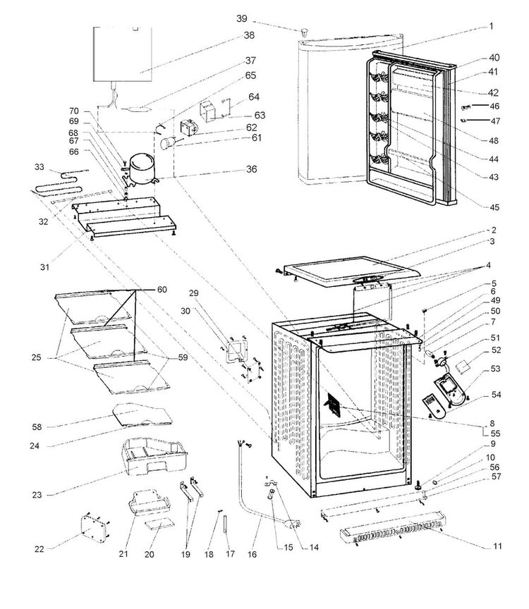 Cabinet Parts Diagram and Parts List for 46195882010  Kenmore Refrigerator