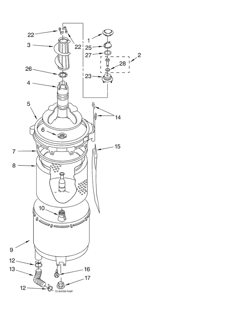 Tub And Basket Parts Diagram and Parts List for 11088732796  Kenmore Washer Dryer Combo