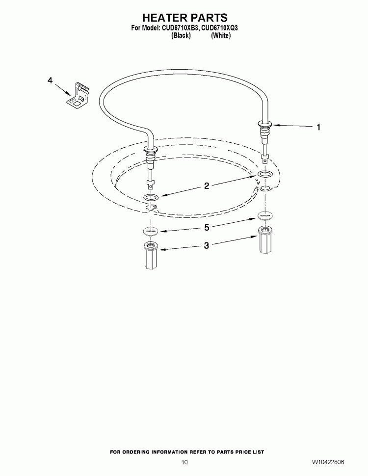 HEATER PARTS Diagram and Parts List for CUD6710XB3  Whirlpool Dishwasher