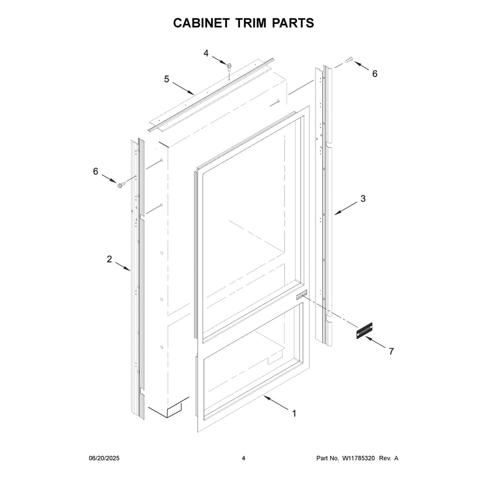 Cabinet Trim Parts Diagram and Parts List for KBBR306ESS06  KitchenAid Refrigerator