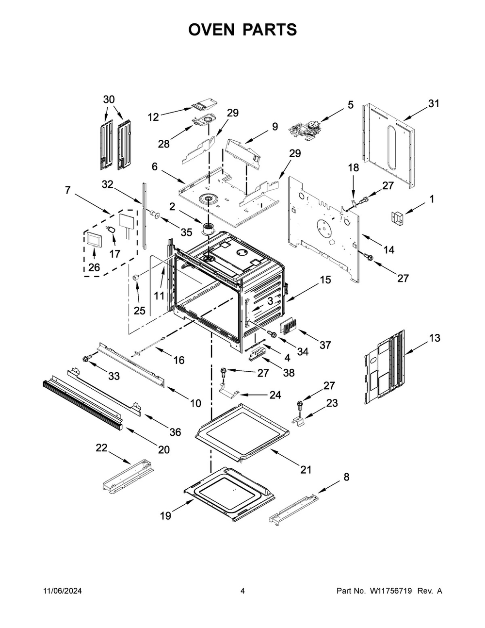 03 - Oven Parts Diagram and Parts List for JMW2427LM03  Whirlpool Microwave Oven Combo