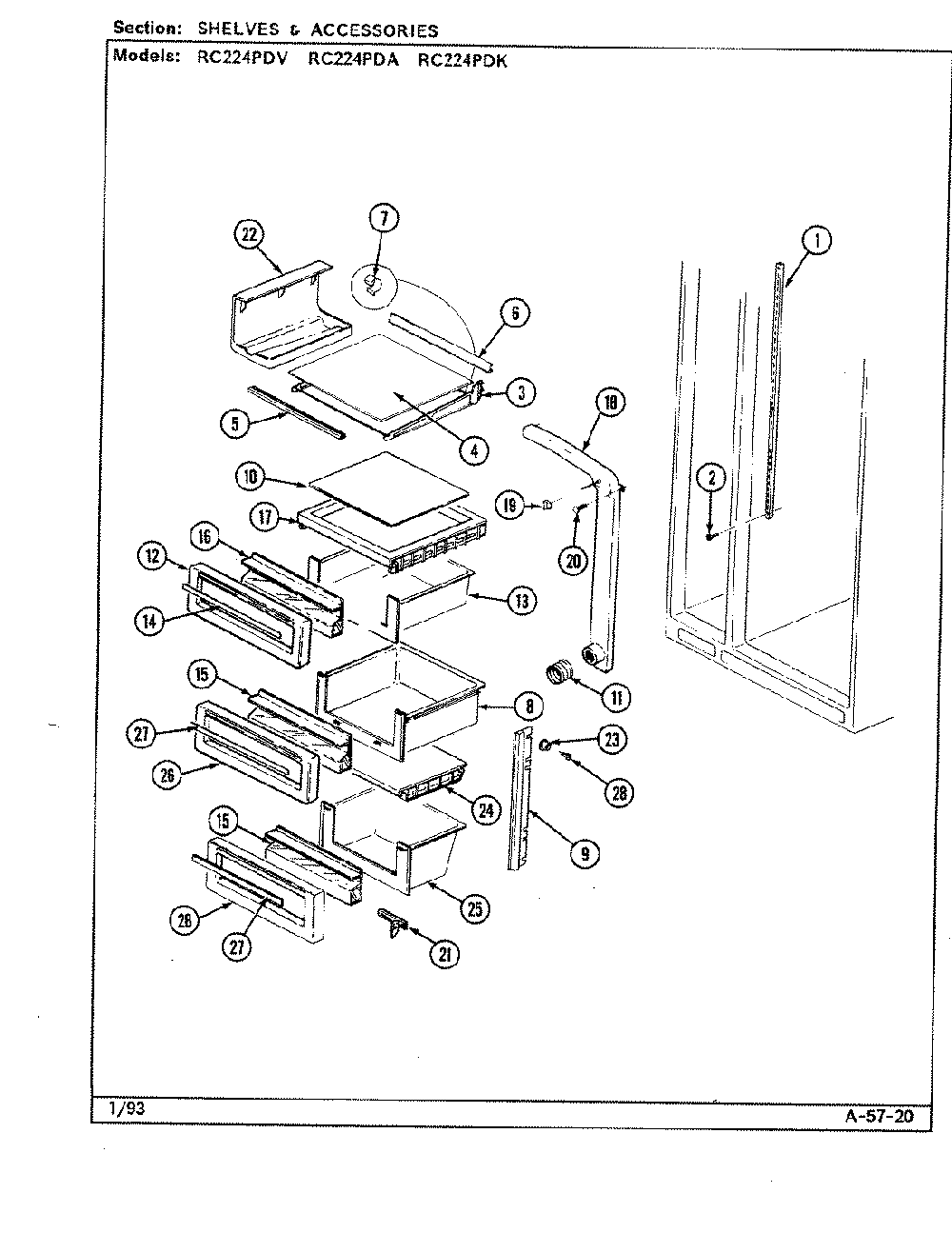 05 - Shelves And Accessories Diagram and Parts List for RC224PDV  Whirlpool Refrigerator