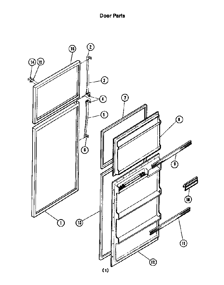Door Diagram and Parts List for 8614*0A  Roper Refrigerator