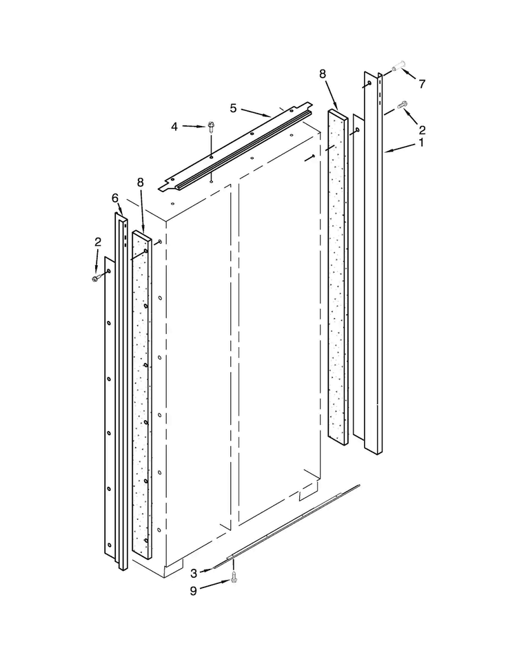 Cabinet Trim Parts Diagram and Parts List for KBSN602ESS00  KitchenAid Refrigerator