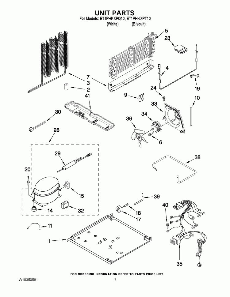 UNIT PARTS Diagram and Parts List for ET1PHKXPT10  Whirlpool Refrigerator