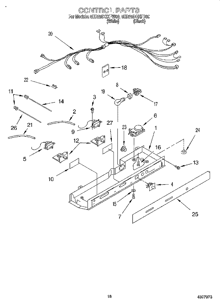 CONTROL Diagram and Parts List for 6ED25DQXFB00  Whirlpool Refrigerator