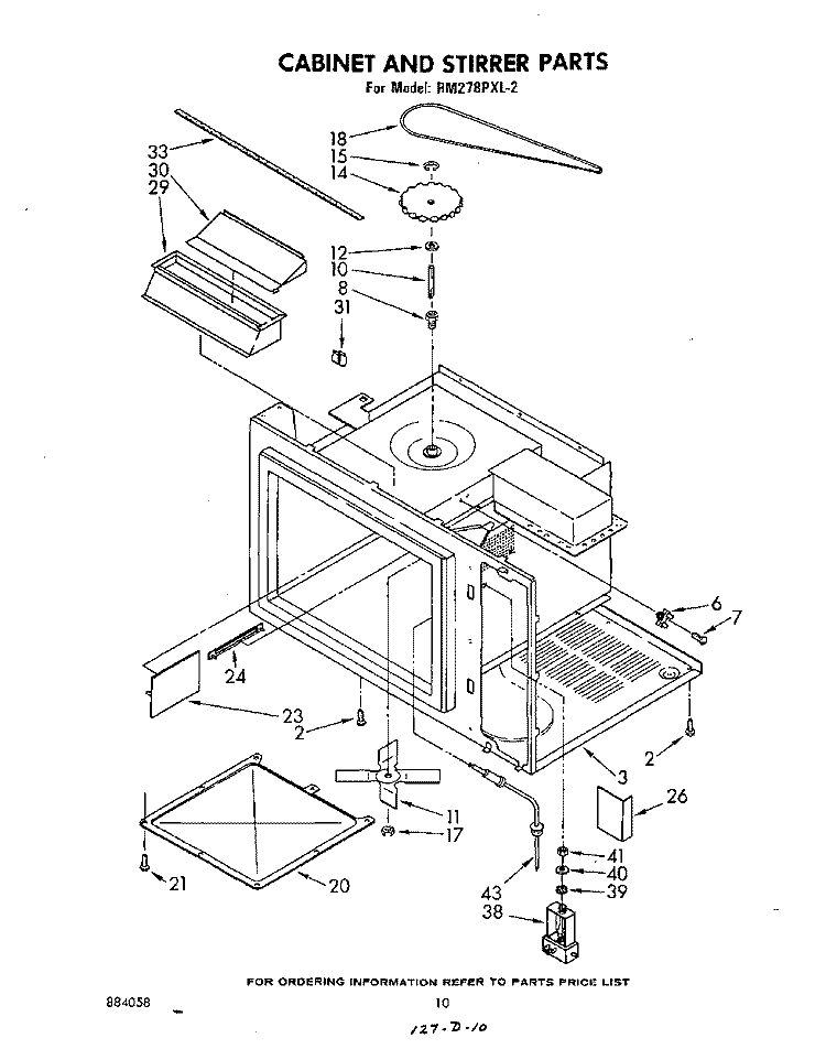 CABINET AND STIRRER Diagram and Parts List for RM278PXL2  Whirlpool Microwave Oven Combo