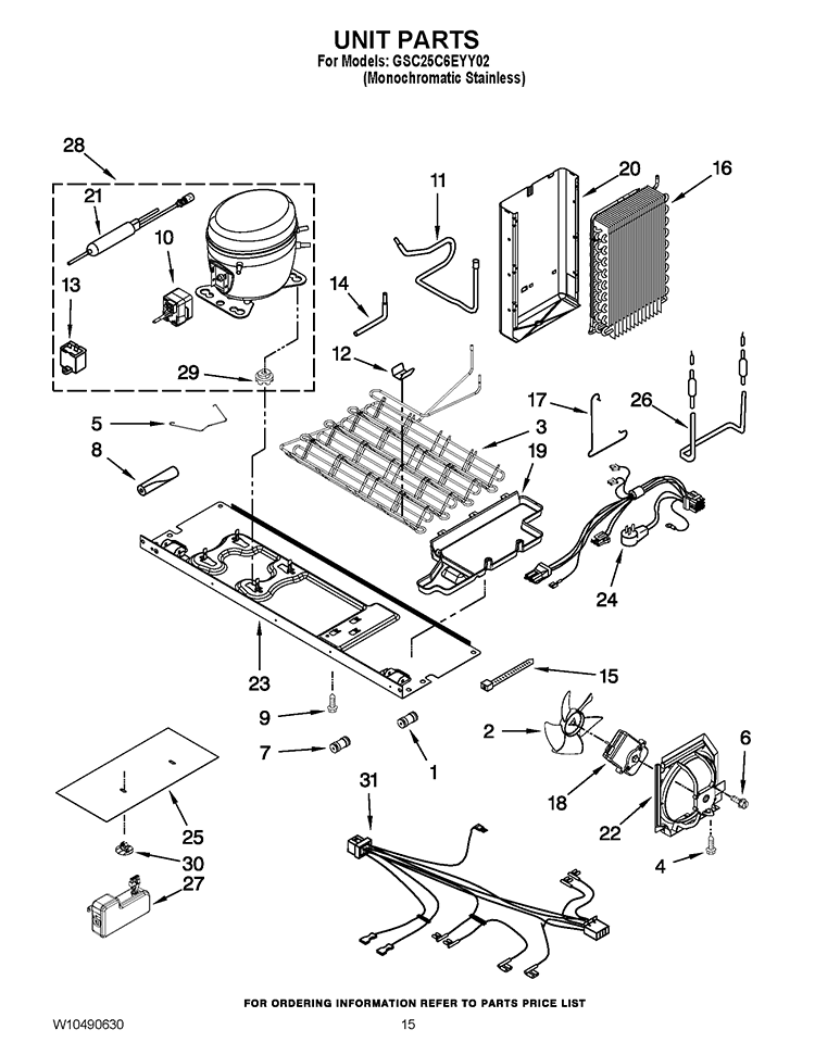 UNIT PARTS Diagram and Parts List for GSC25C6EYY02  Whirlpool Refrigerator