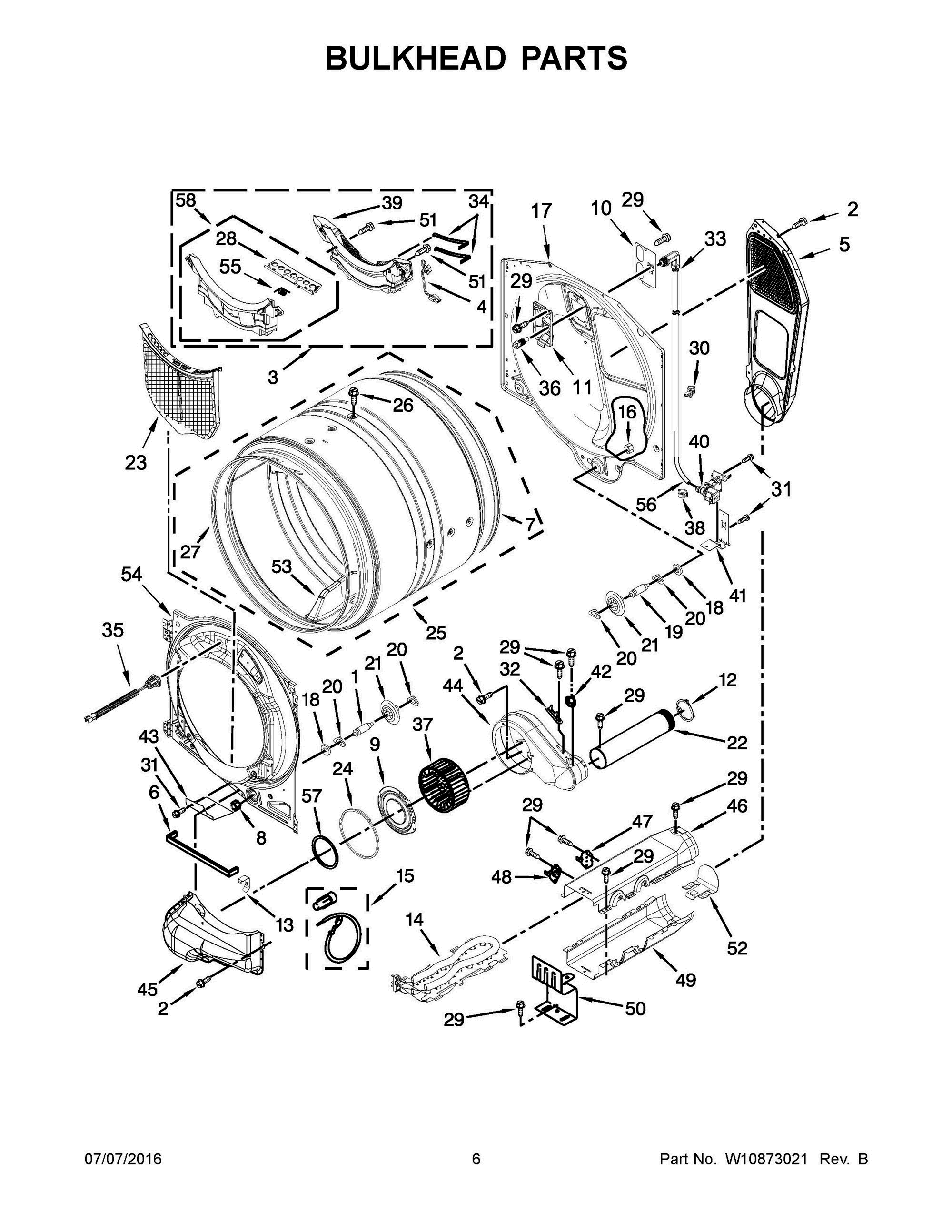 04 - BULKHEAD PARTS Diagram and Parts List for YWED92HEFBD0  Whirlpool Dryer