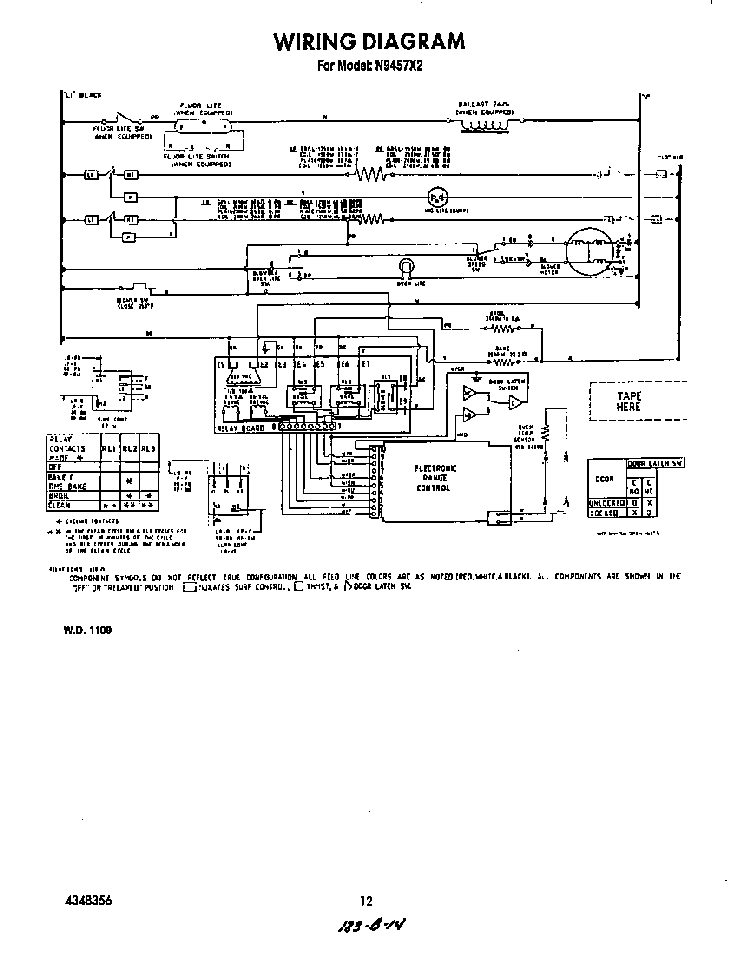 Wiring Diagram Diagram and Parts List for N9457*2  Roper Range