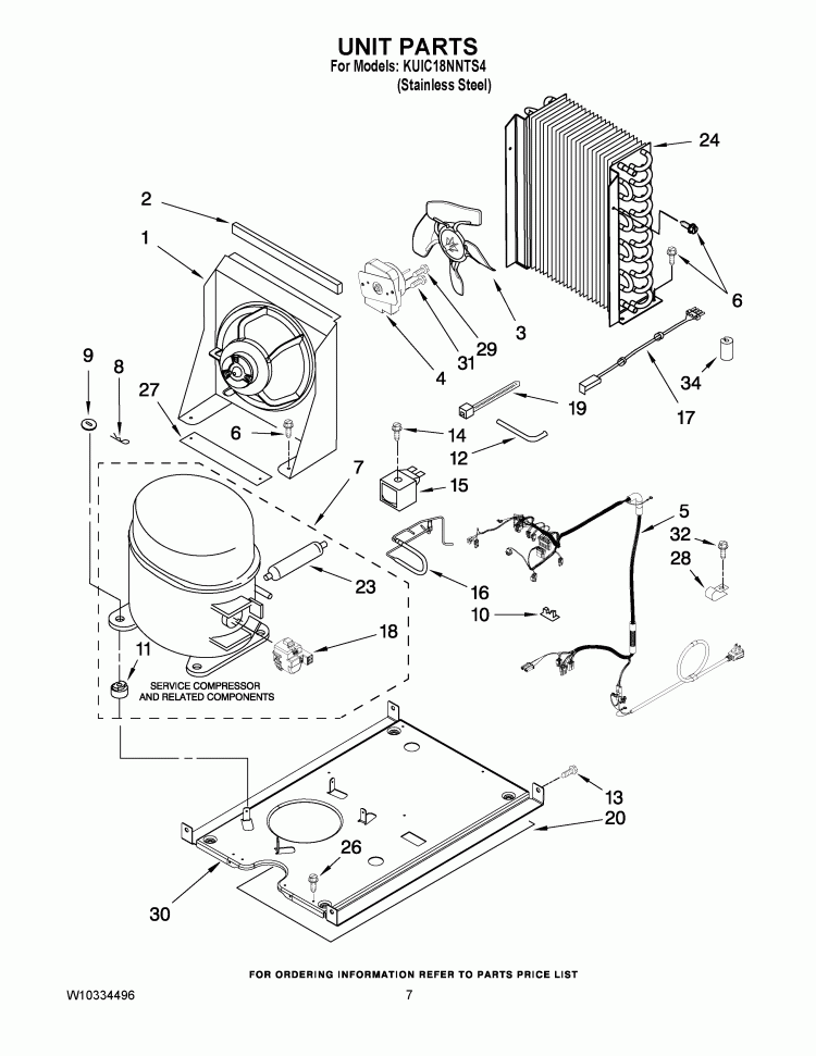UNIT PARTS Diagram and Parts List for KUIC18NNTS4  KitchenAid Ice Maker