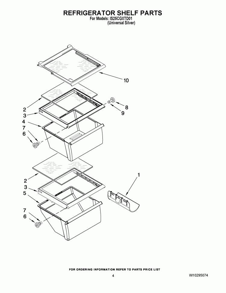 REFRIGERATOR SHELF PARTS Diagram and Parts List for IS25CGXTD01  Inglis Refrigerator