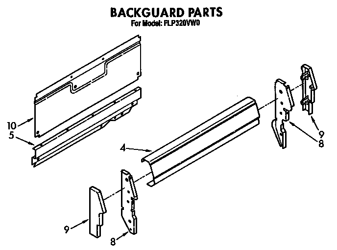 Backguard Diagram and Parts List for FGP320VN0  Roper Range
