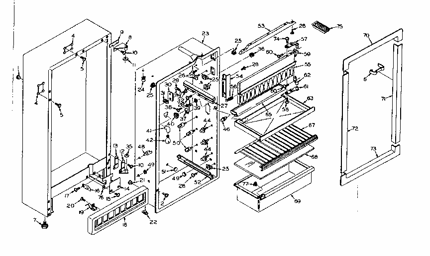 Cabinet Parts Diagram and Parts List for 106T11AX  Kenmore Refrigerator