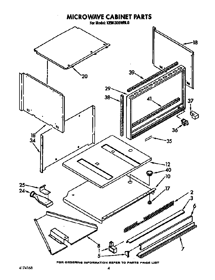 Microwave Cabinet Diagram and Parts List for KEMI300WBL0  KitchenAid Microwave Oven Combo