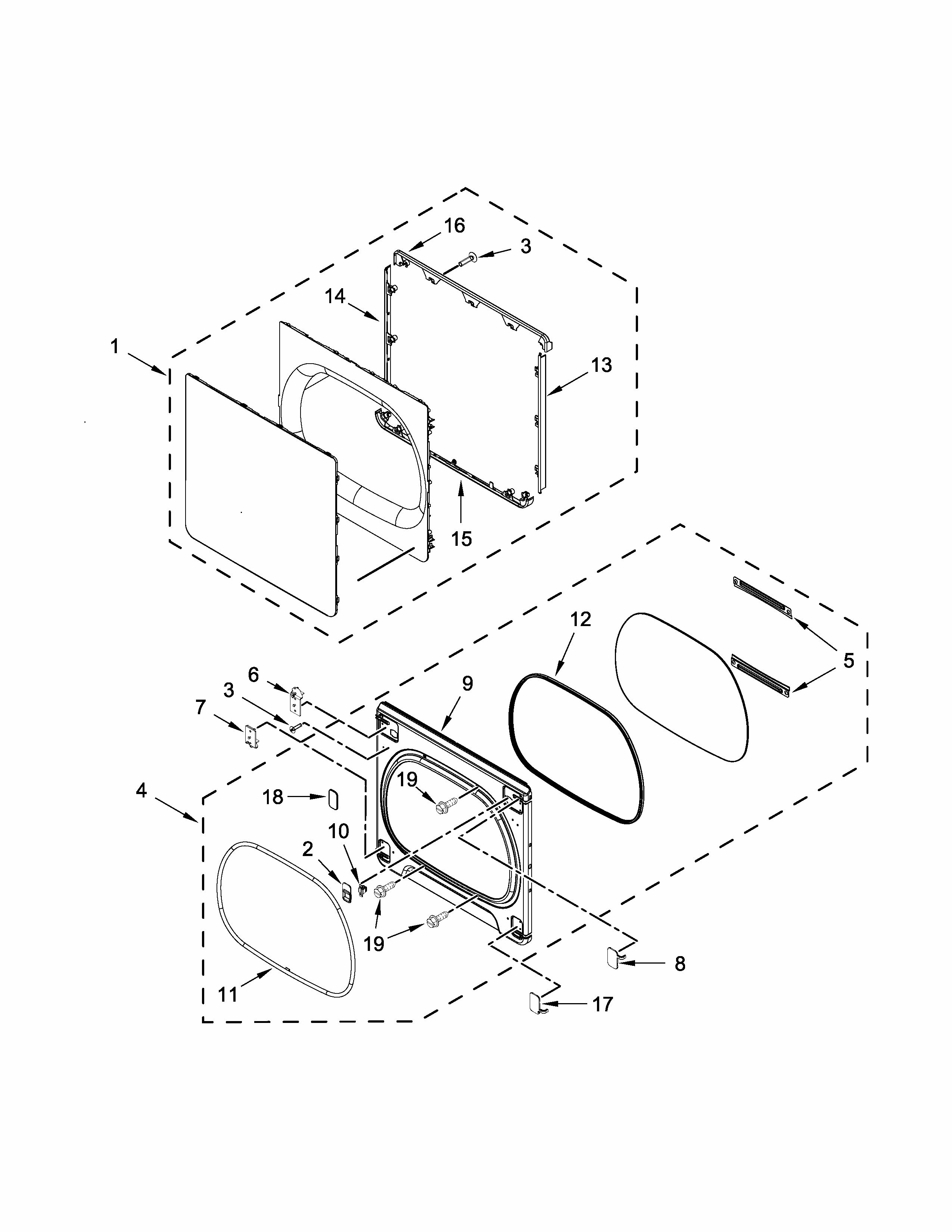 Door Parts Diagram and Parts List for 11069133412  Kenmore Dryer