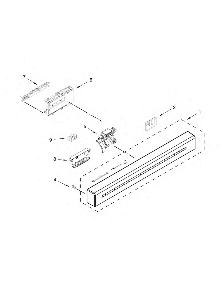 Control Panel And Latch Parts Diagram and Parts List for KDFE204ESS2  KitchenAid Dishwasher