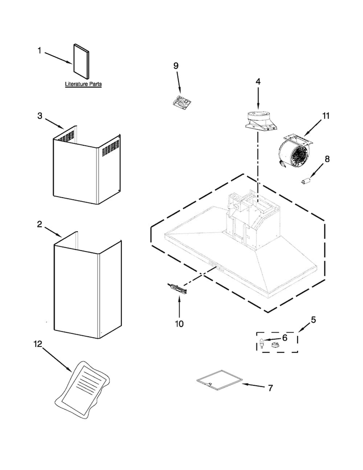 Hood Parts Diagram and Parts List for KXW4330YSS2  KitchenAid Range Hood