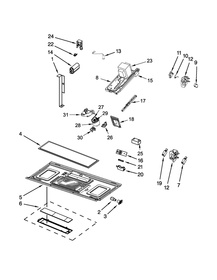 Interior And Ventilation Parts Diagram and Parts List for KMHS120EBL0  KitchenAid Microwave