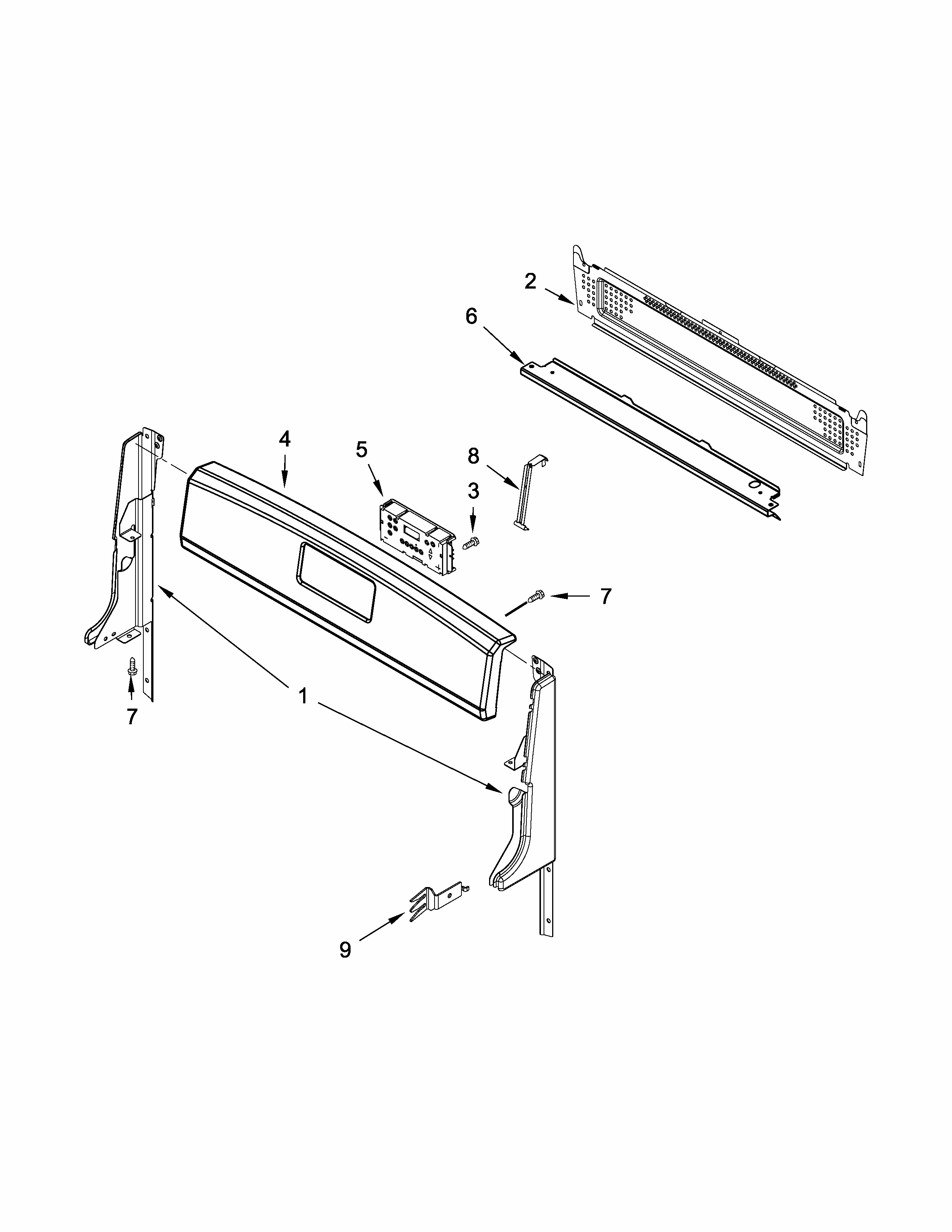 Backguard Parts Diagram and Parts List for IGS350BW0  Whirlpool Range