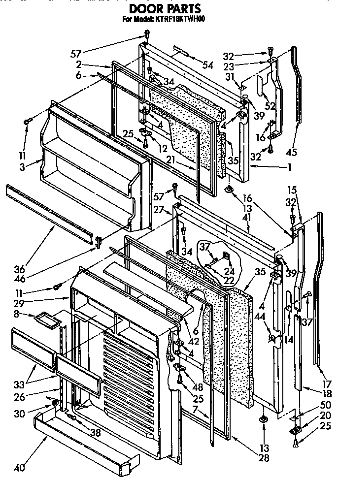 Door Diagram and Parts List for KTRF18KTO00  KitchenAid Refrigerator