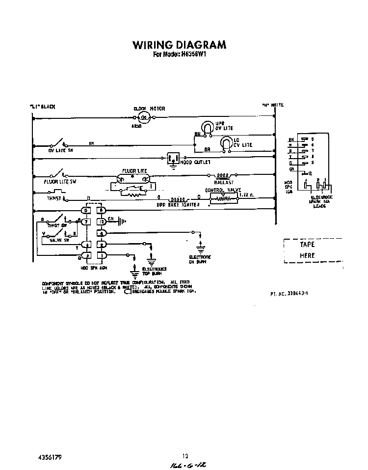 Wiring Diagram Diagram and Parts List for H6358*1  Roper Range
