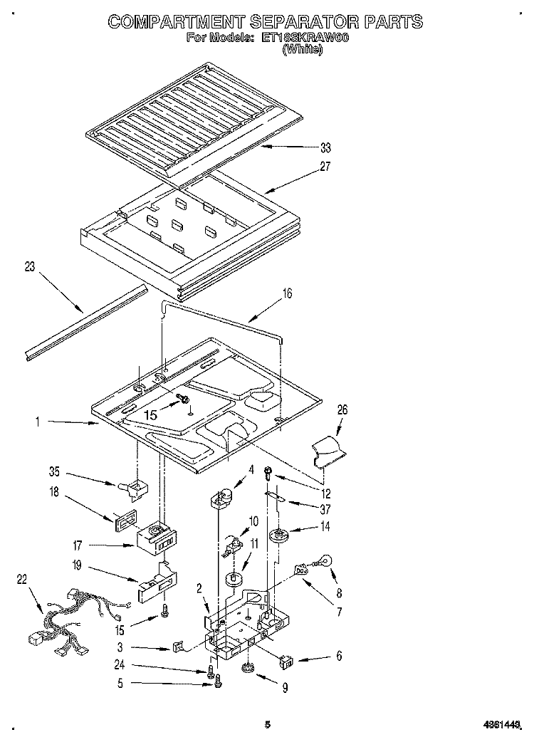 COMPARTMENT SEPARATOR Diagram and Parts List for ET18SKRAW00  Whirlpool Refrigerator