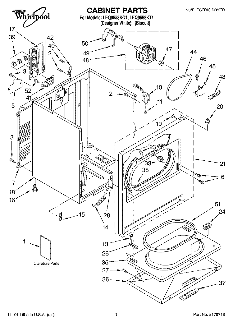 SECTION Diagram and Parts List for LEQ9558KQ1  Whirlpool Dryer
