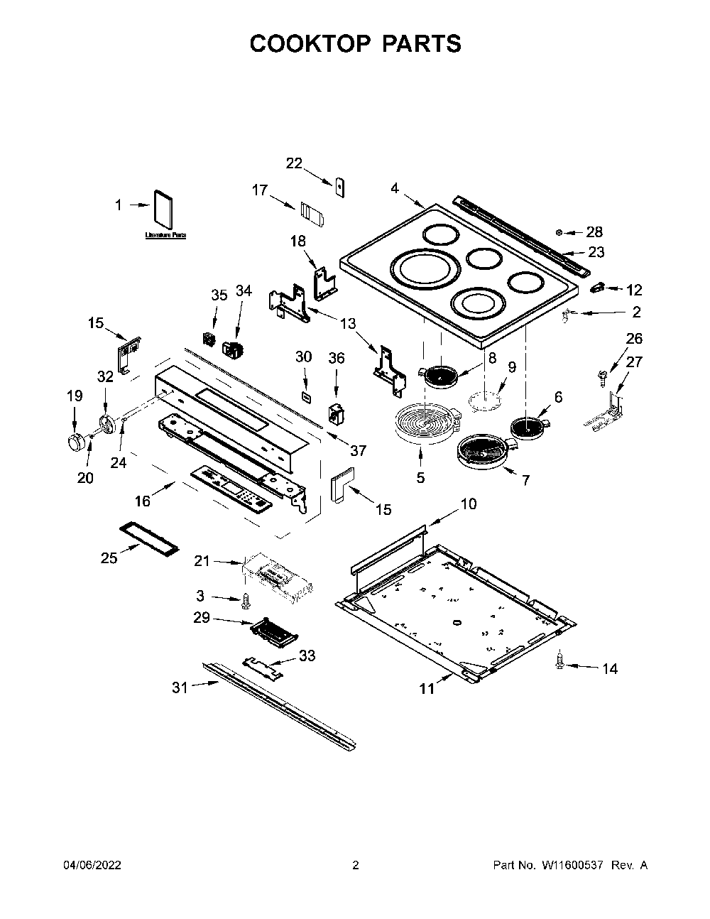Cooktop Parts Diagram and Parts List for KSEB900ESS6  KitchenAid Range