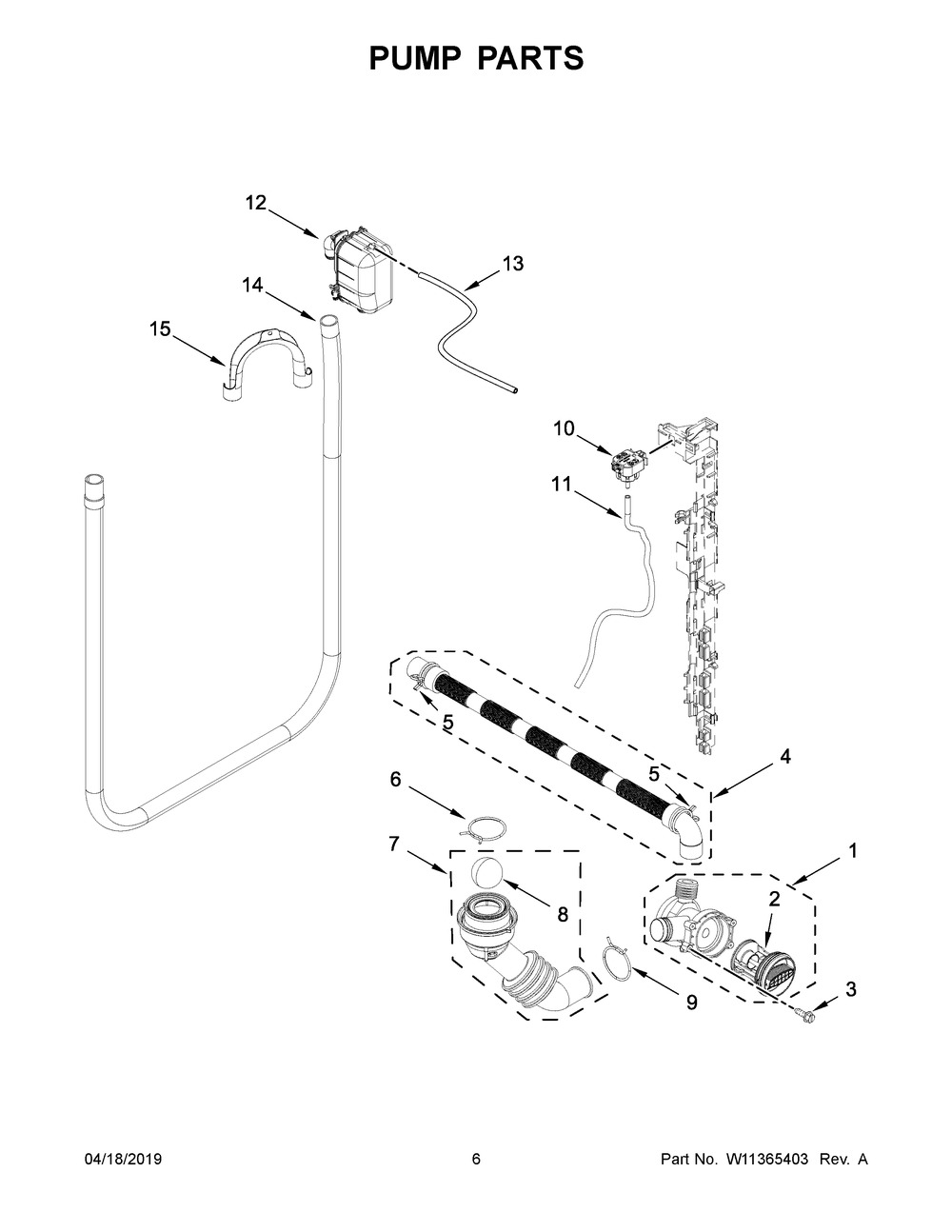 Pump Parts Diagram and Parts List for WFW3090JW0  Whirlpool Washer