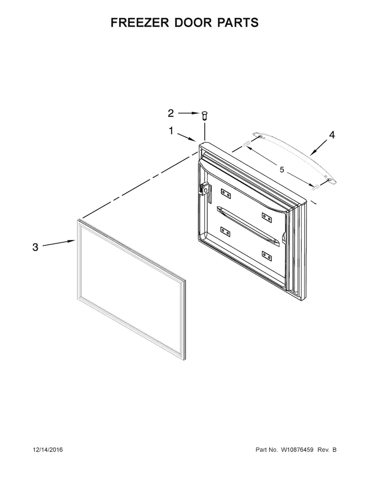 Freezer Door Parts Diagram and Parts List for WRF560SMYB05  Whirlpool Refrigerator