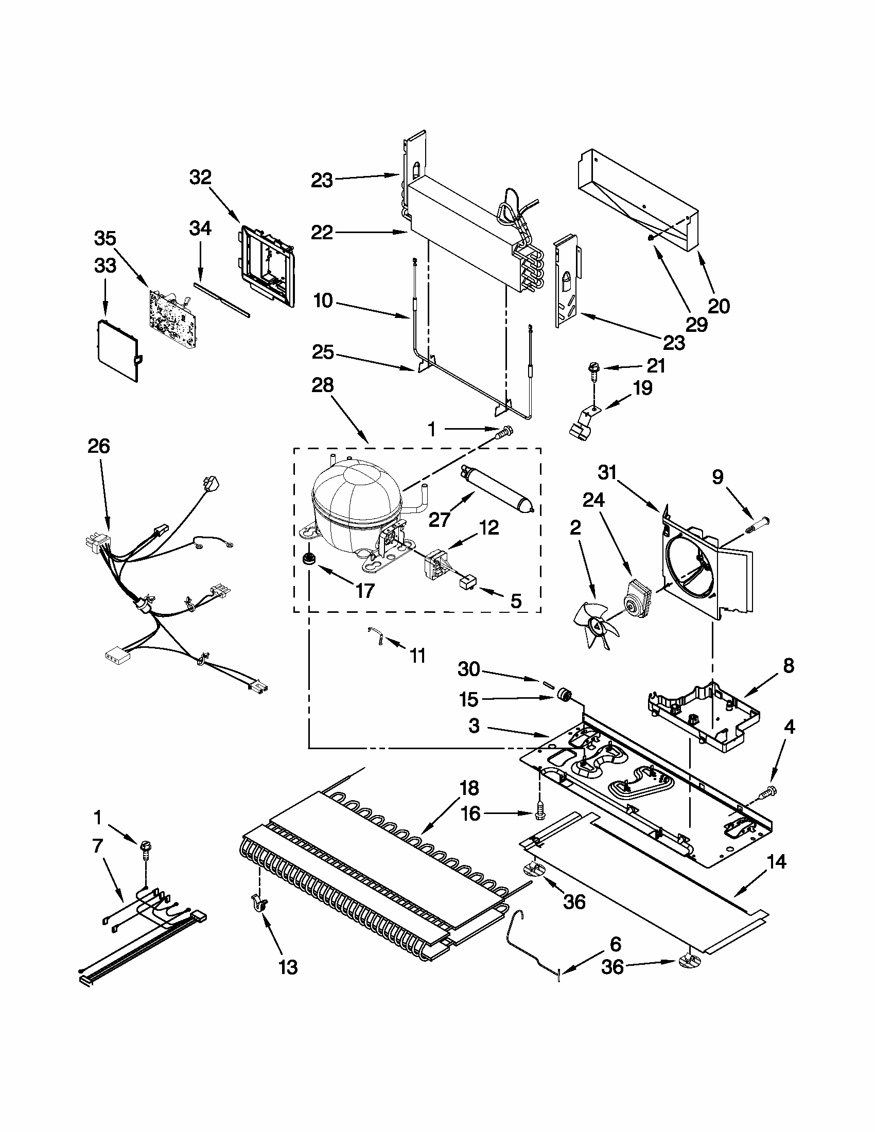 Unit Parts Diagram and Parts List for 59679322011  Kenmore Refrigerator