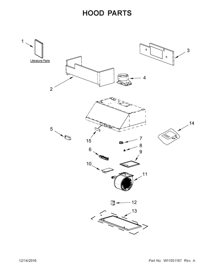 Hood Parts Diagram and Parts List for KVUB600DSS1  KitchenAid Range Hood