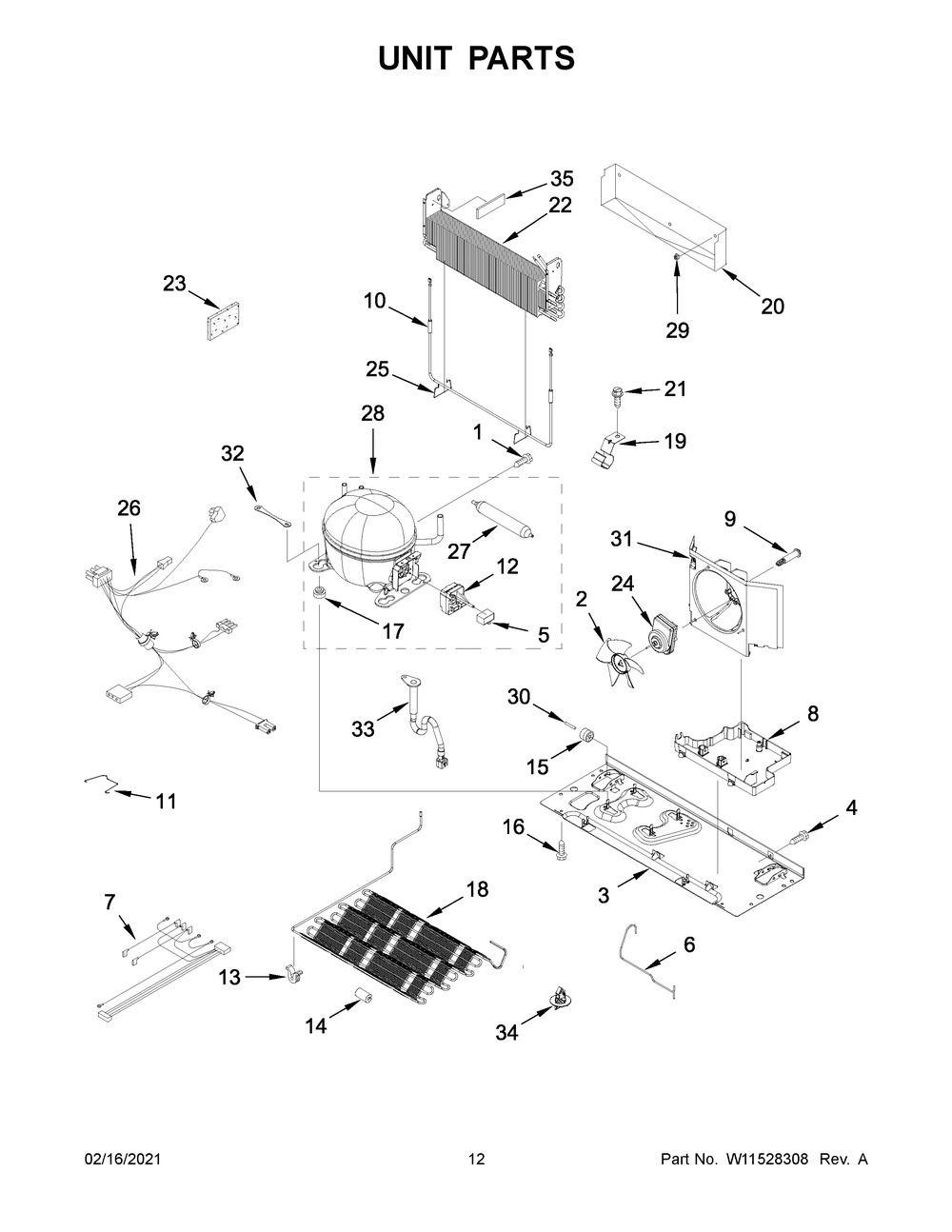 Unit Parts Diagram and Parts List for WRF540CWHW02  Whirlpool Refrigerator