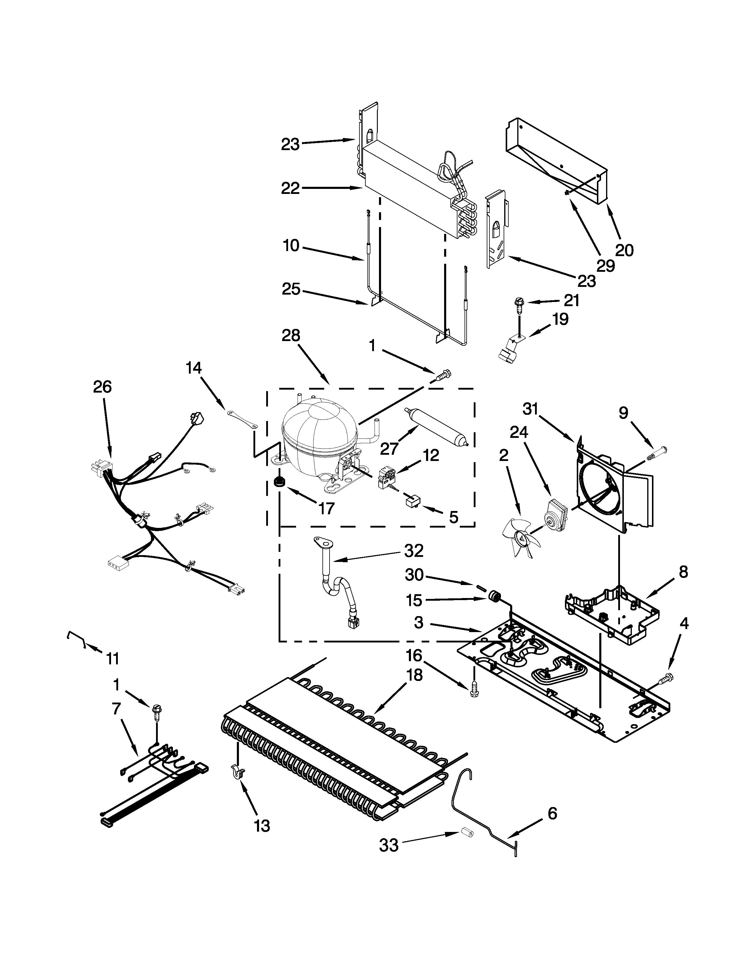 Unit Parts Diagram and Parts List for 59679422411  Kenmore Refrigerator