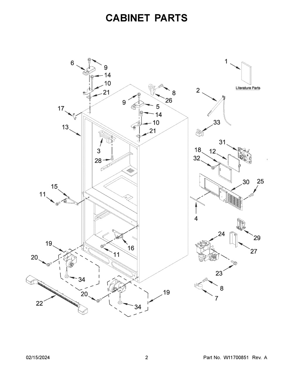 Cabinet Parts Diagram and Parts List for KRFF305EBS07  KitchenAid Refrigerator