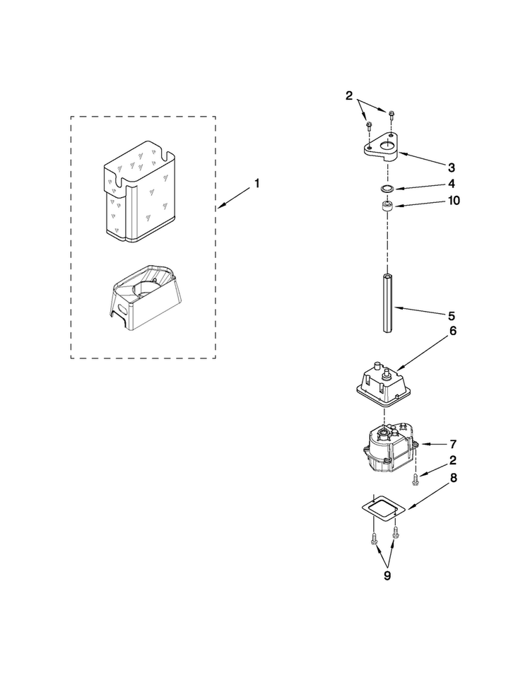 Motor And Ice Container Parts Diagram and Parts List for 10651593011  Kenmore Refrigerator