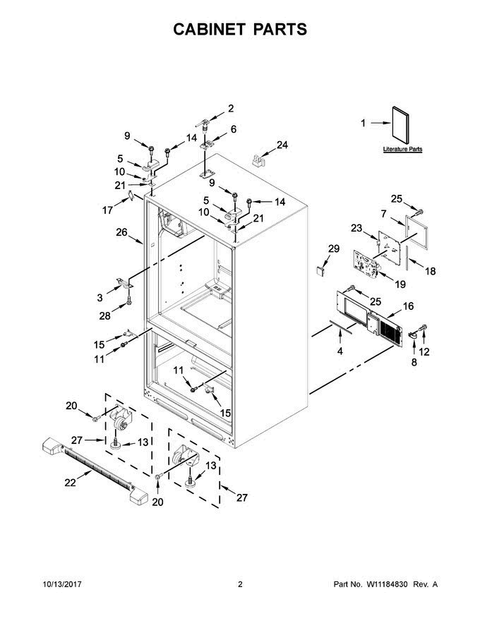 02 - Cabinet Parts Diagram and Parts List for WRF555SDFZ05  Whirlpool Refrigerator