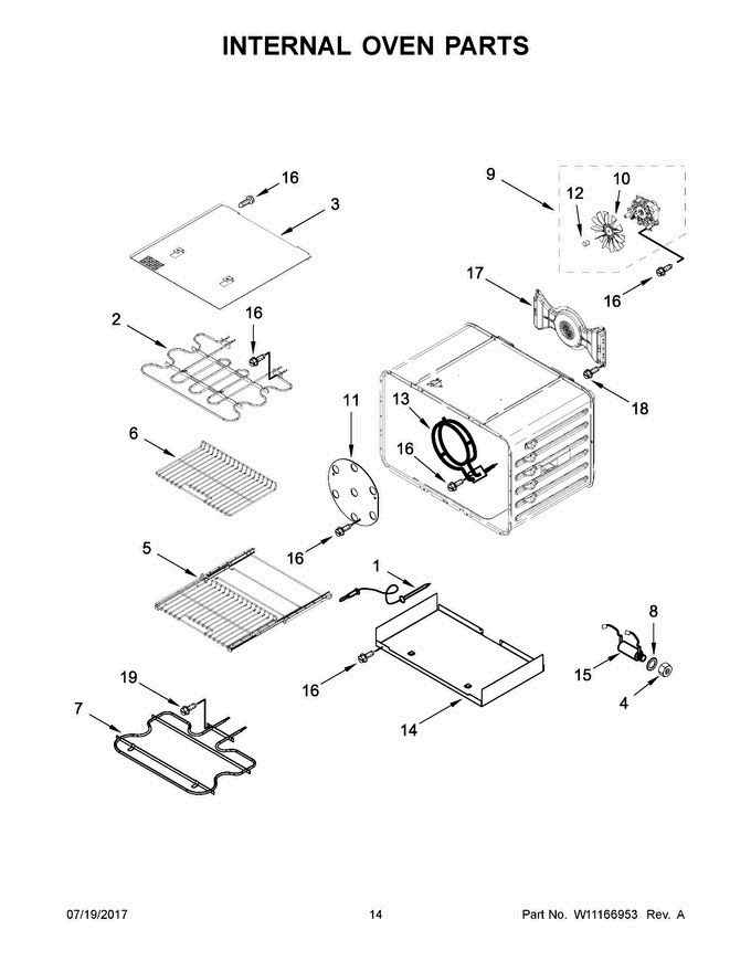 08 - Internal Oven Parts Diagram and Parts List for KDRS463VBK01  KitchenAid Range