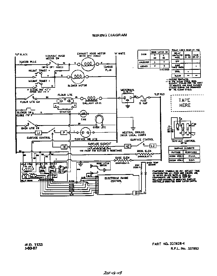 Wiring Diagram Diagram and Parts List for H9608*0  Roper Range